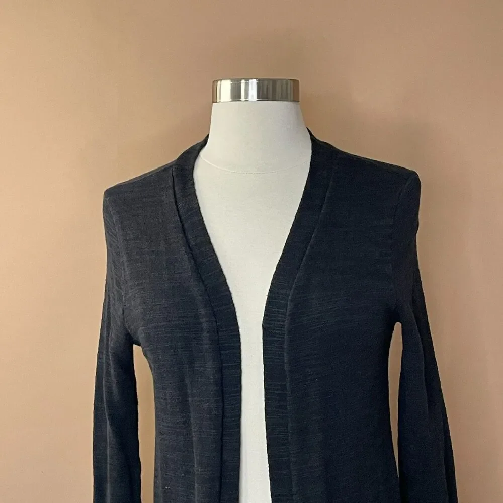 Old Navy Girls L 10-12 Black Open Front Long Cardigan Sweater Pockets